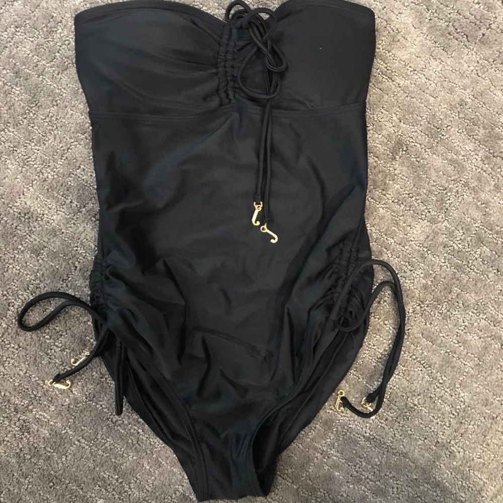 Juicy Couture black one-piece ruched swimsuit